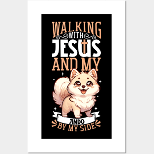 Jesus and dog - Korean Jindo Posters and Art